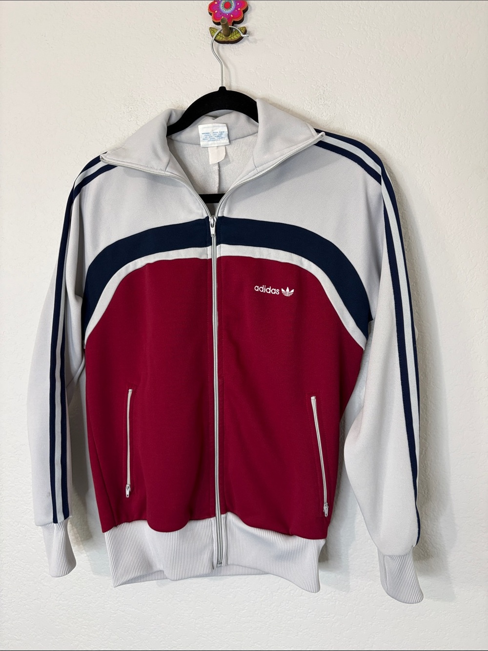 Adidas VTG 80s Track Zip Up Jacket Gray S